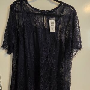 Torrid Navy Lace Blouse